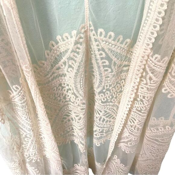 Boho Cream Lace  Sheer Kimono Cardigan in Size XL - Picture 8 of 12